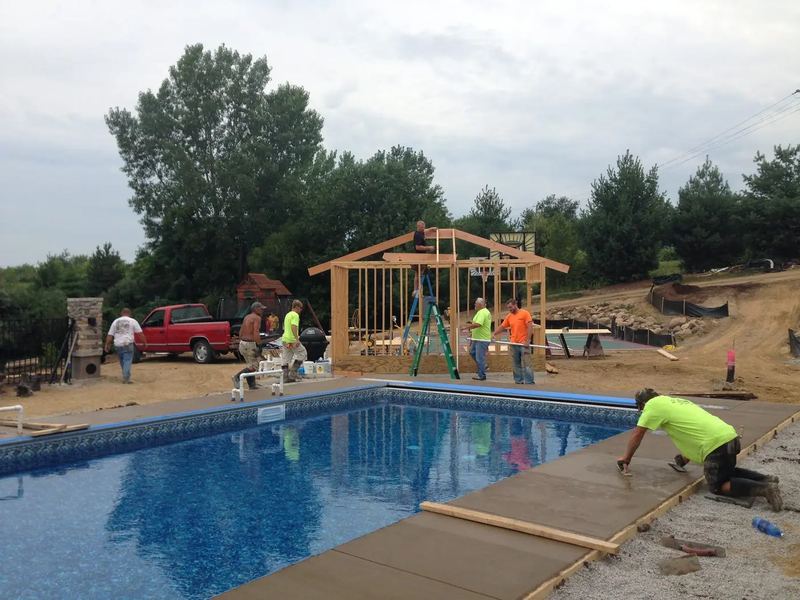 Pool installers job in the Copper Creek neighborhood of Sioux Falls